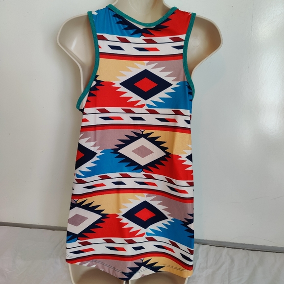 NWOT Aztec design print Sunshine & Rodeos tank top (Small) 🌞❤️ 🩵🌄💙🌅🩵 - Picture 3 of 9